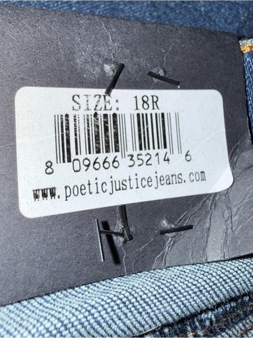 Poetic Justice Curvy Fit Mid Rise Cropped Jeans Frayed High Low Step Hem 18 NWT - Picture 9 of 15